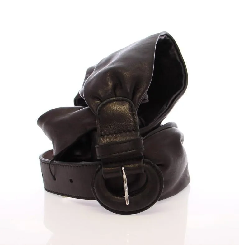 Black Purple Leather Logo Belt Wide Waist