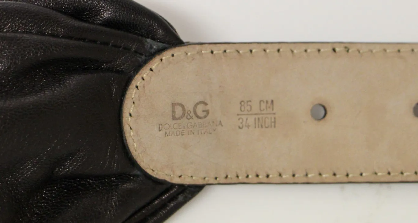 Black Purple Leather Logo Belt Wide Waist
