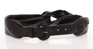 Black Purple Leather Logo Belt Wide Waist
