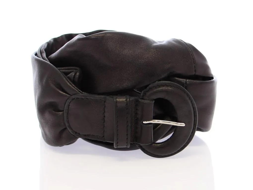 Black Purple Leather Logo Belt Wide Waist