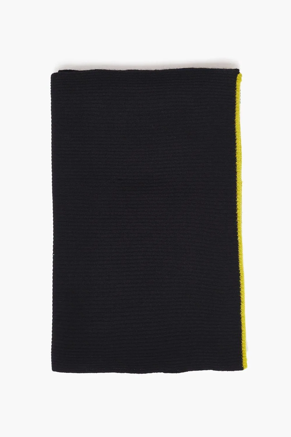 BLACK RIBBED CASHMERE AND WOOL SCARF