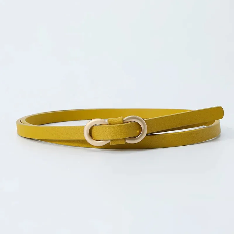 Black White Adjustable PU Leather Women Thin Belts Dress Coat Pant Skinny Ladies Waistband Strap Gold Buckle Female Waist belt