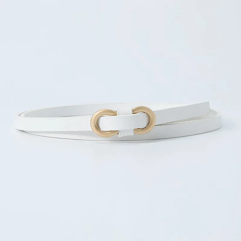 Black White Adjustable PU Leather Women Thin Belts Dress Coat Pant Skinny Ladies Waistband Strap Gold Buckle Female Waist belt