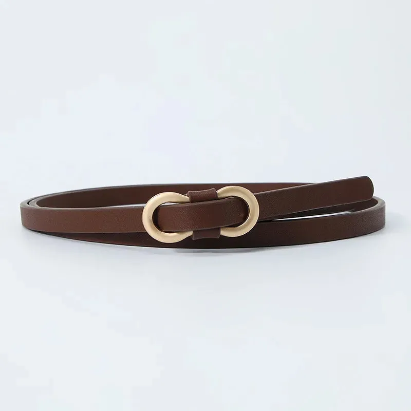 Black White Adjustable PU Leather Women Thin Belts Dress Coat Pant Skinny Ladies Waistband Strap Gold Buckle Female Waist belt