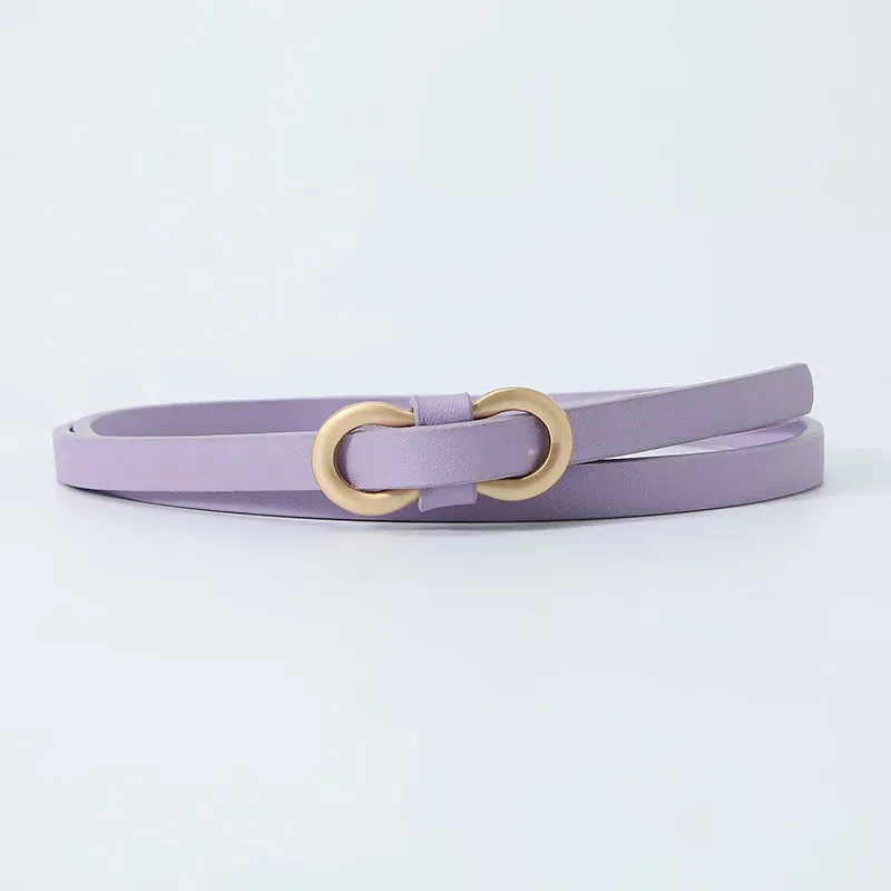 Black White Adjustable PU Leather Women Thin Belts Dress Coat Pant Skinny Ladies Waistband Strap Gold Buckle Female Waist belt