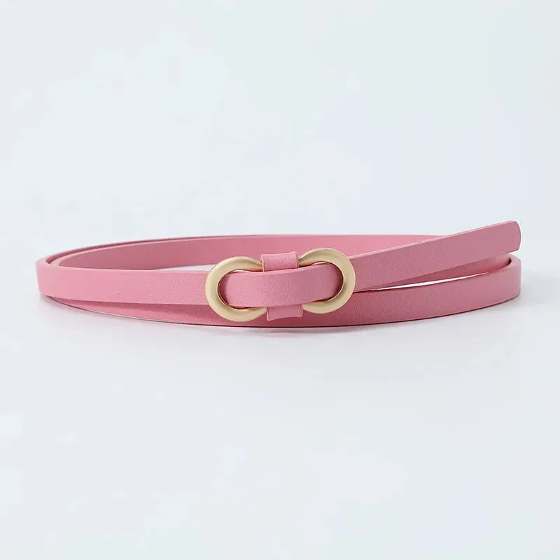 Black White Adjustable PU Leather Women Thin Belts Dress Coat Pant Skinny Ladies Waistband Strap Gold Buckle Female Waist belt