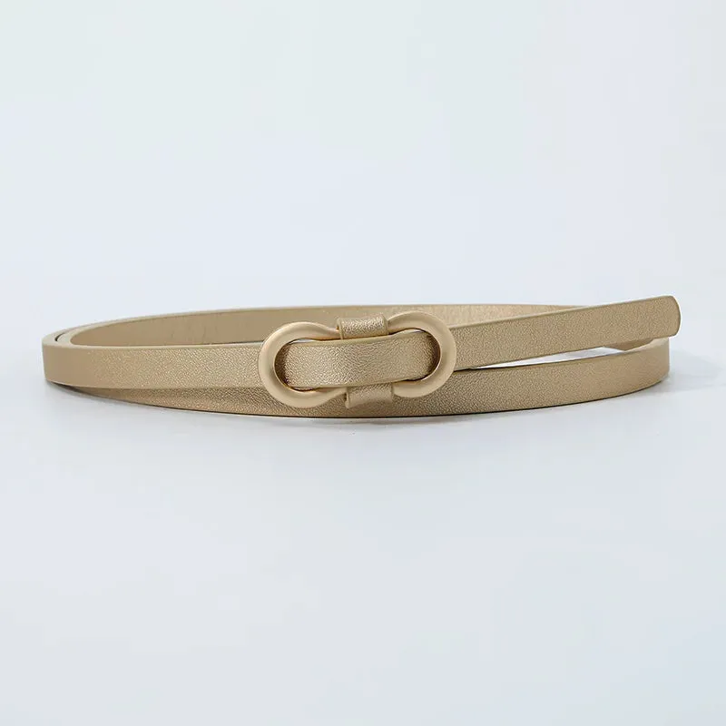 Black White Adjustable PU Leather Women Thin Belts Dress Coat Pant Skinny Ladies Waistband Strap Gold Buckle Female Waist belt