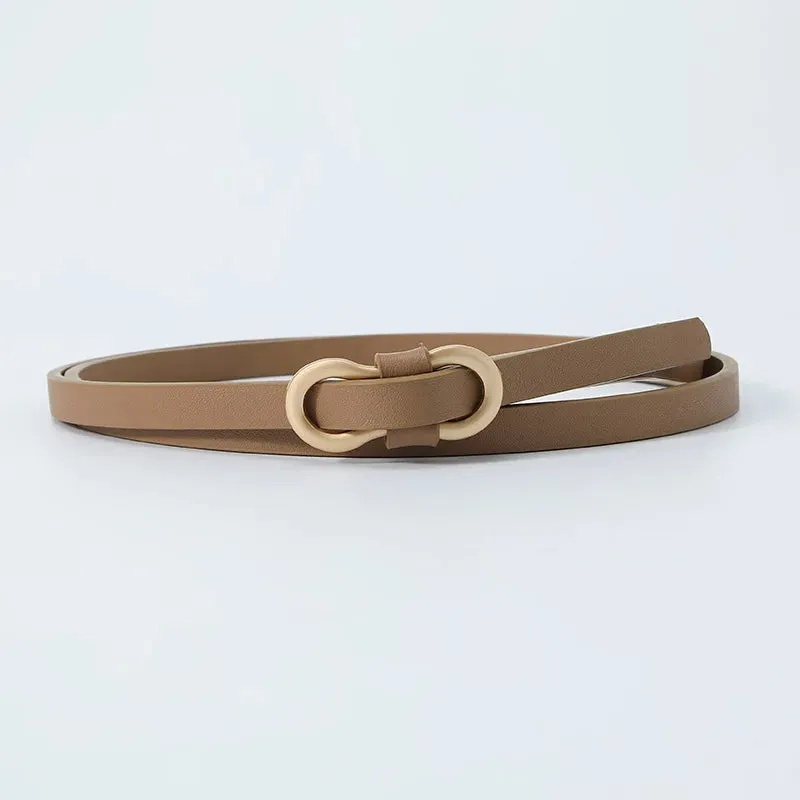 Black White Adjustable PU Leather Women Thin Belts Dress Coat Pant Skinny Ladies Waistband Strap Gold Buckle Female Waist belt