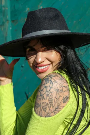 Black Wide Brim Fedora