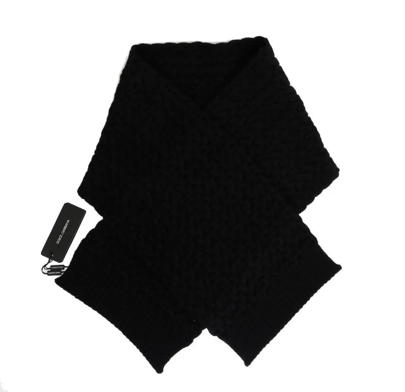 Black Wool Knitted Scarf