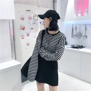 BLACK/RED STRIPED LONG SLEEVE T-SHIRT UB2693