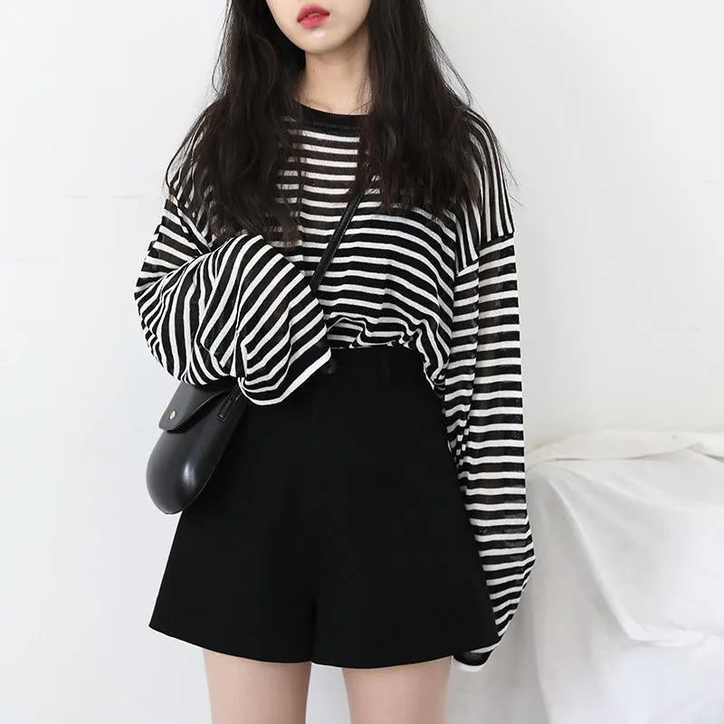BLACK/RED STRIPED LONG SLEEVE T-SHIRT UB2693