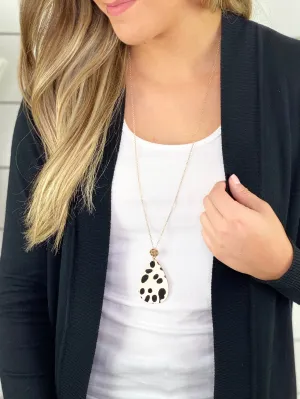 Black/White Animal Print Pendant Necklace
