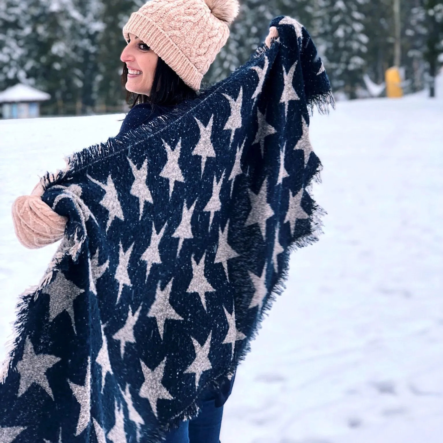 Blanket Scarf Stars | Navy