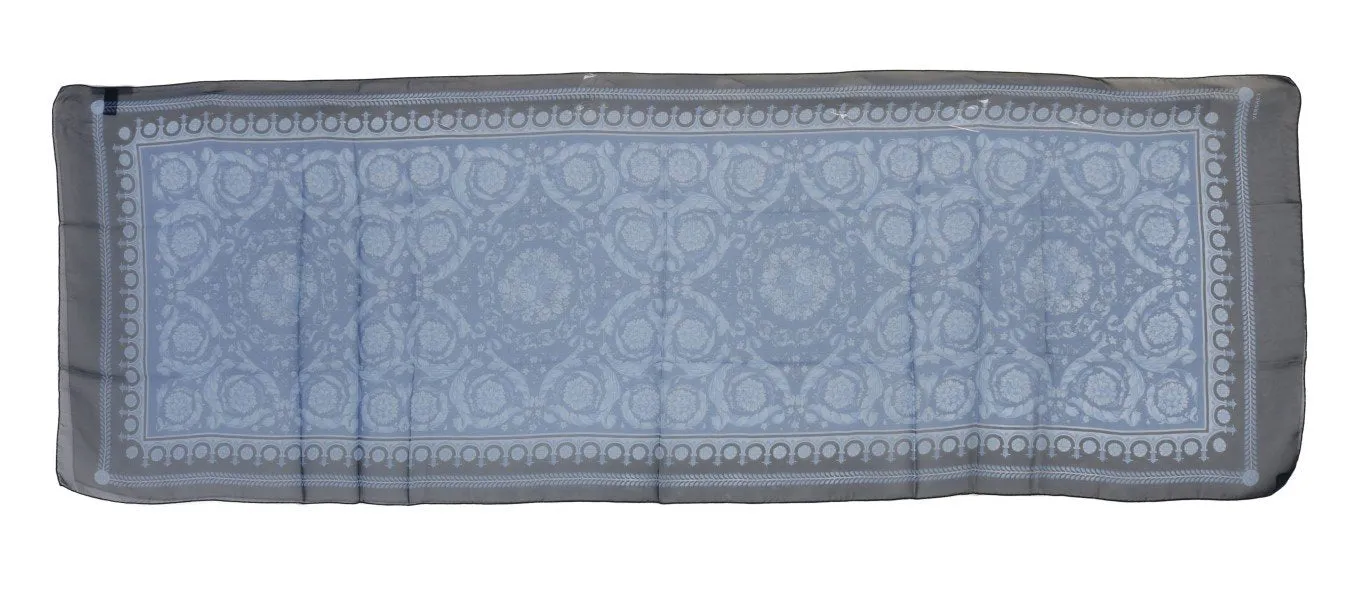 Blue Baroque Print Silk Scarf