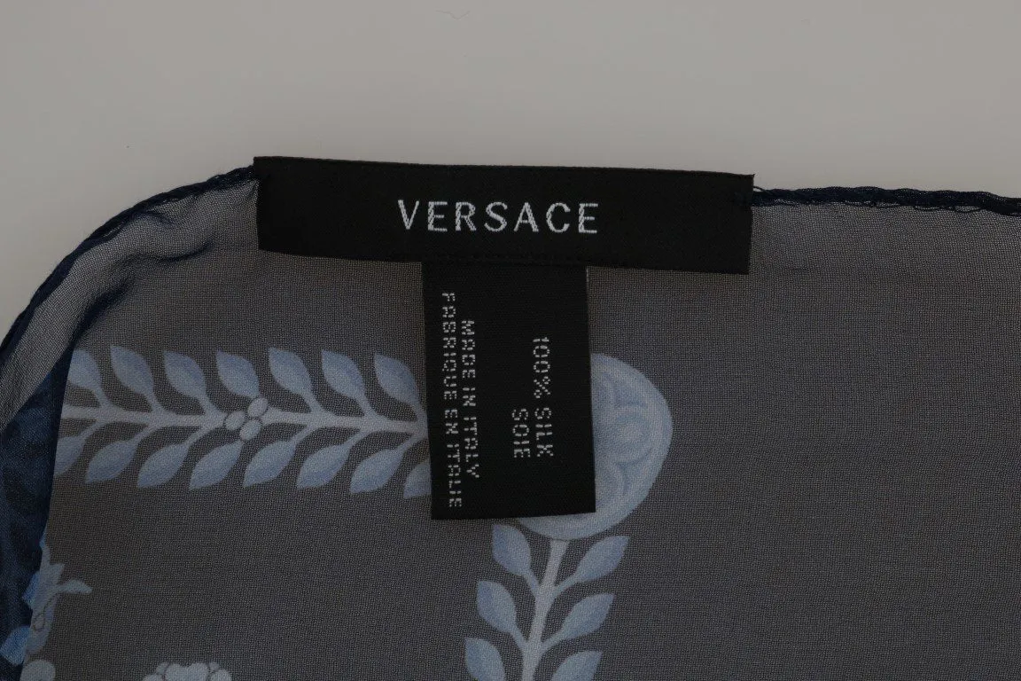 Blue Baroque Print Silk Scarf