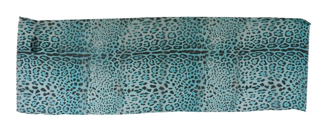 Blue Black Leopard Print Silk Scarf