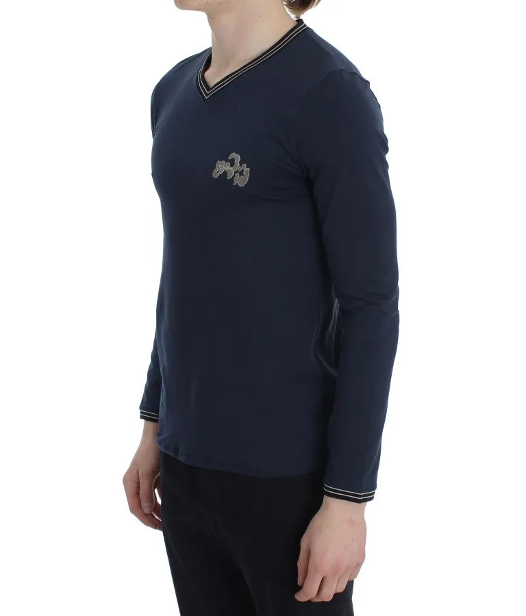 Blue Cotton Stretch T-Shirt