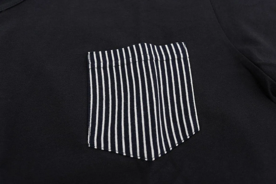 Blue Cotton V-neck T-Shirt