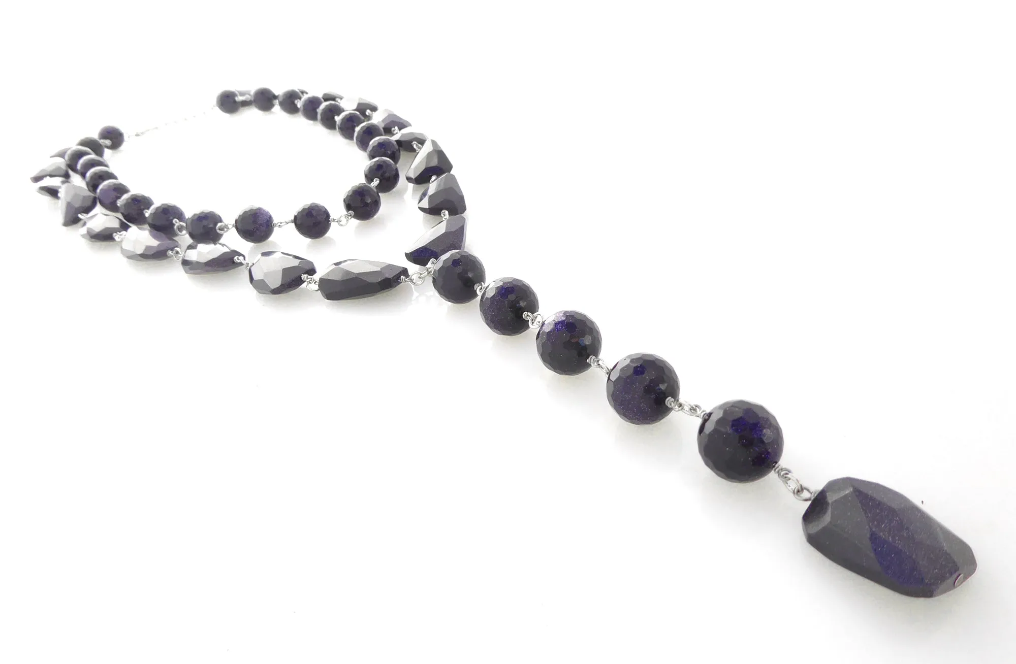 Blue goldstone necklace