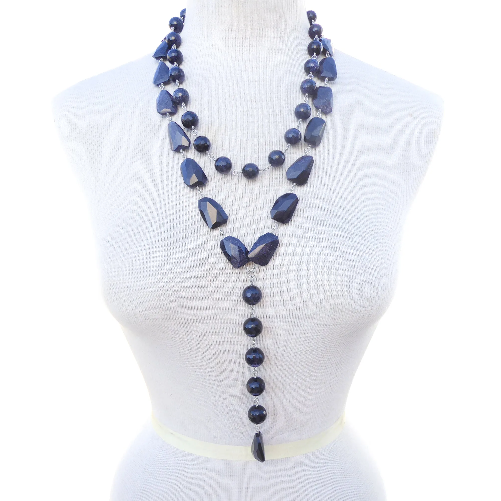 Blue goldstone necklace