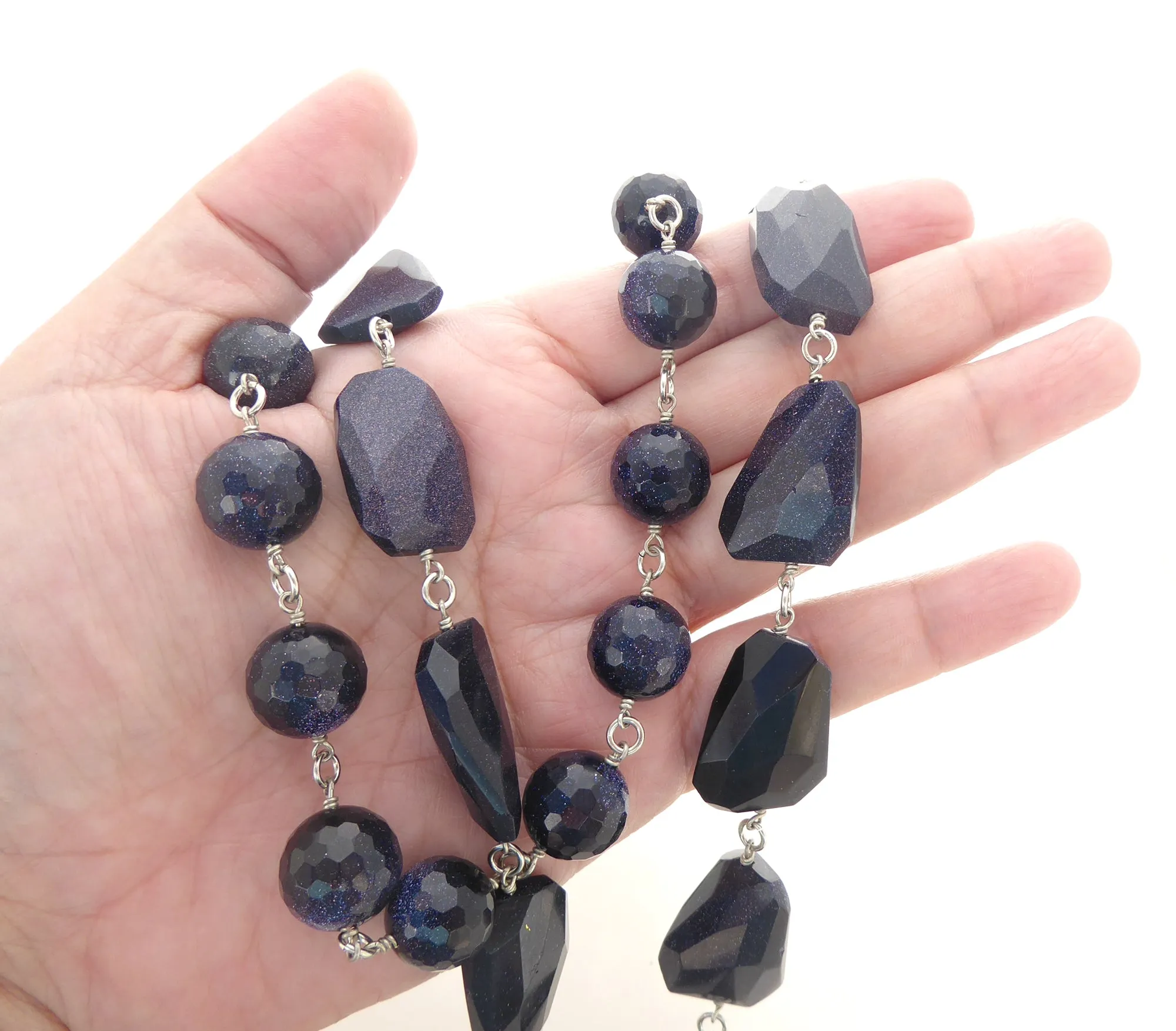 Blue goldstone necklace