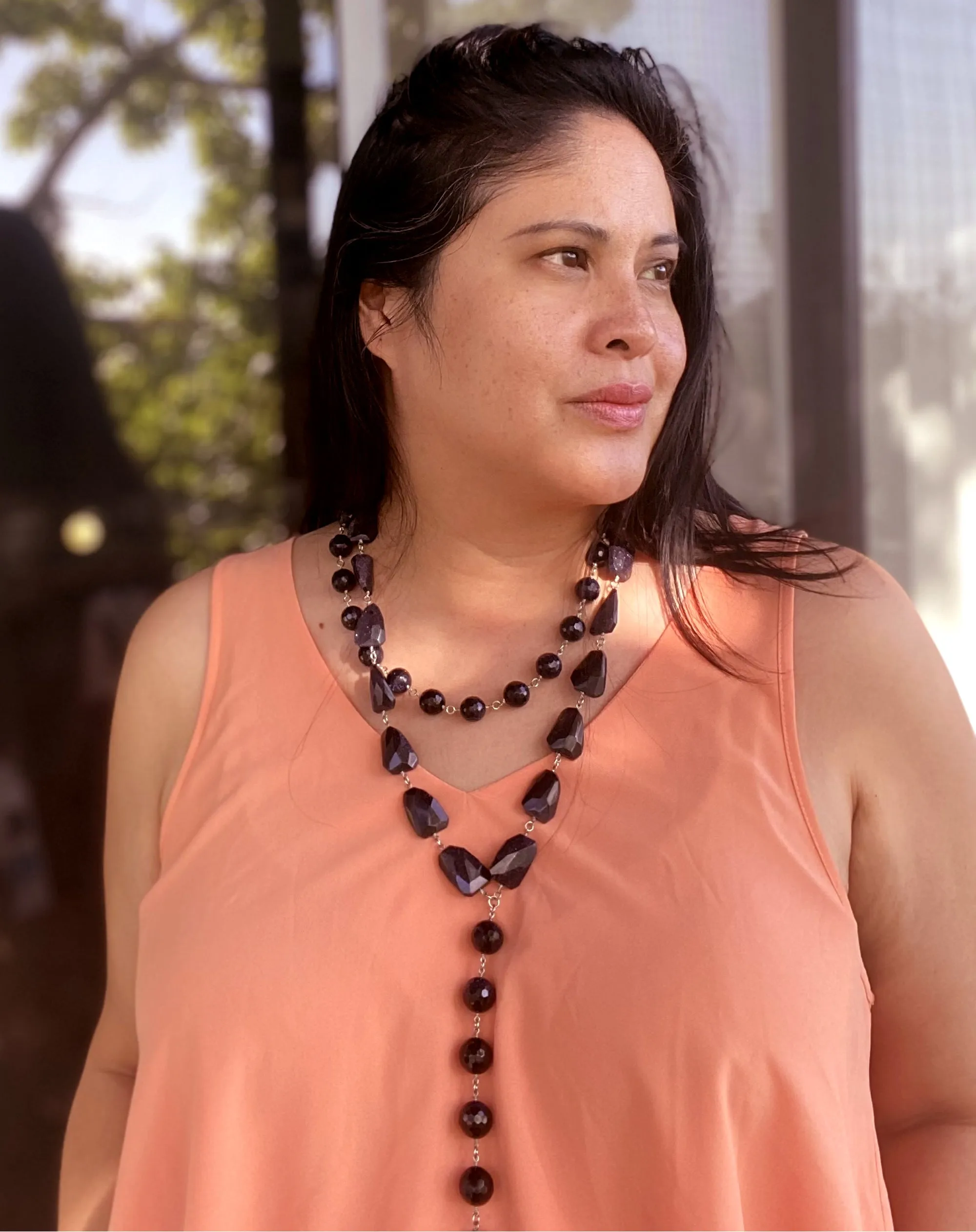 Blue goldstone necklace