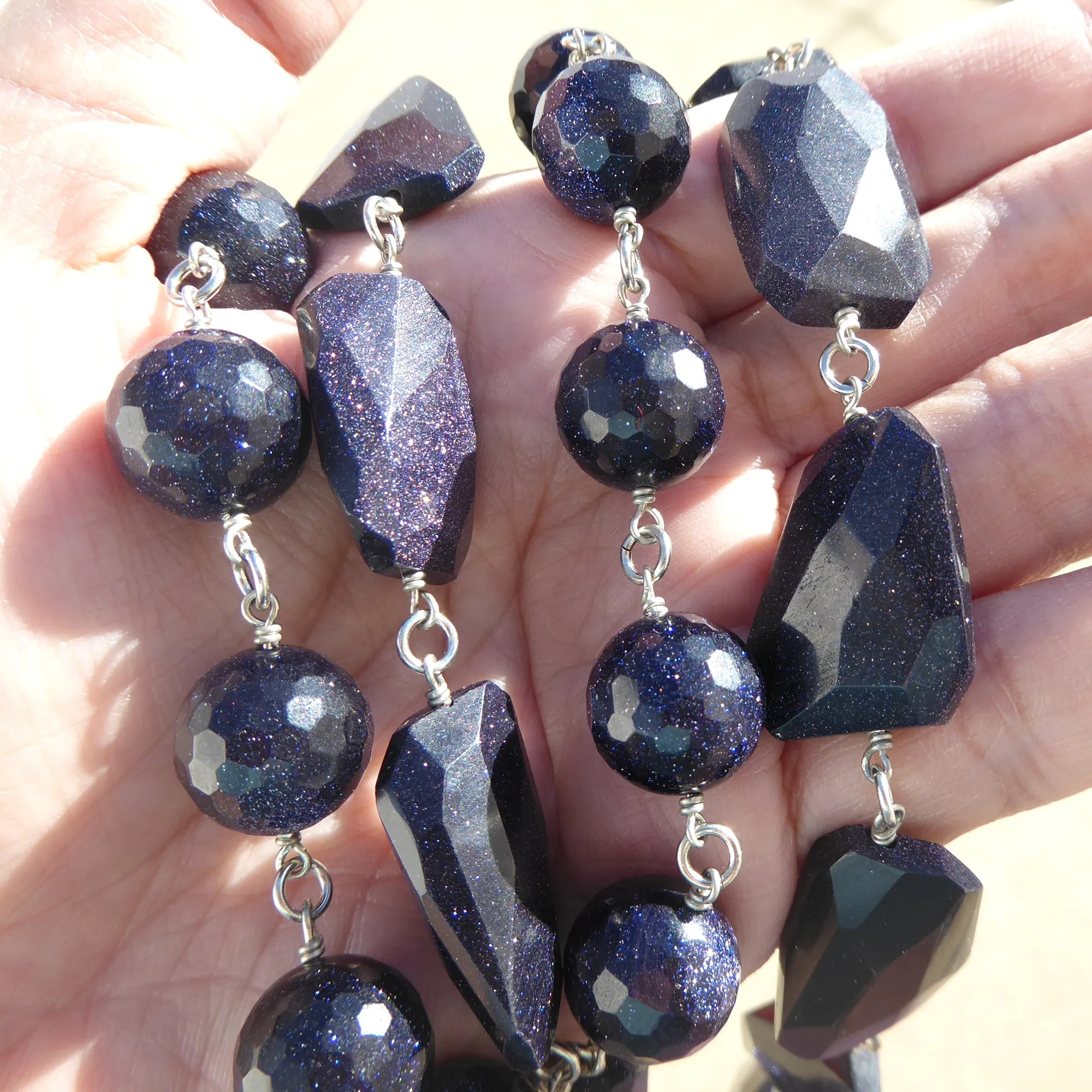 Blue goldstone necklace