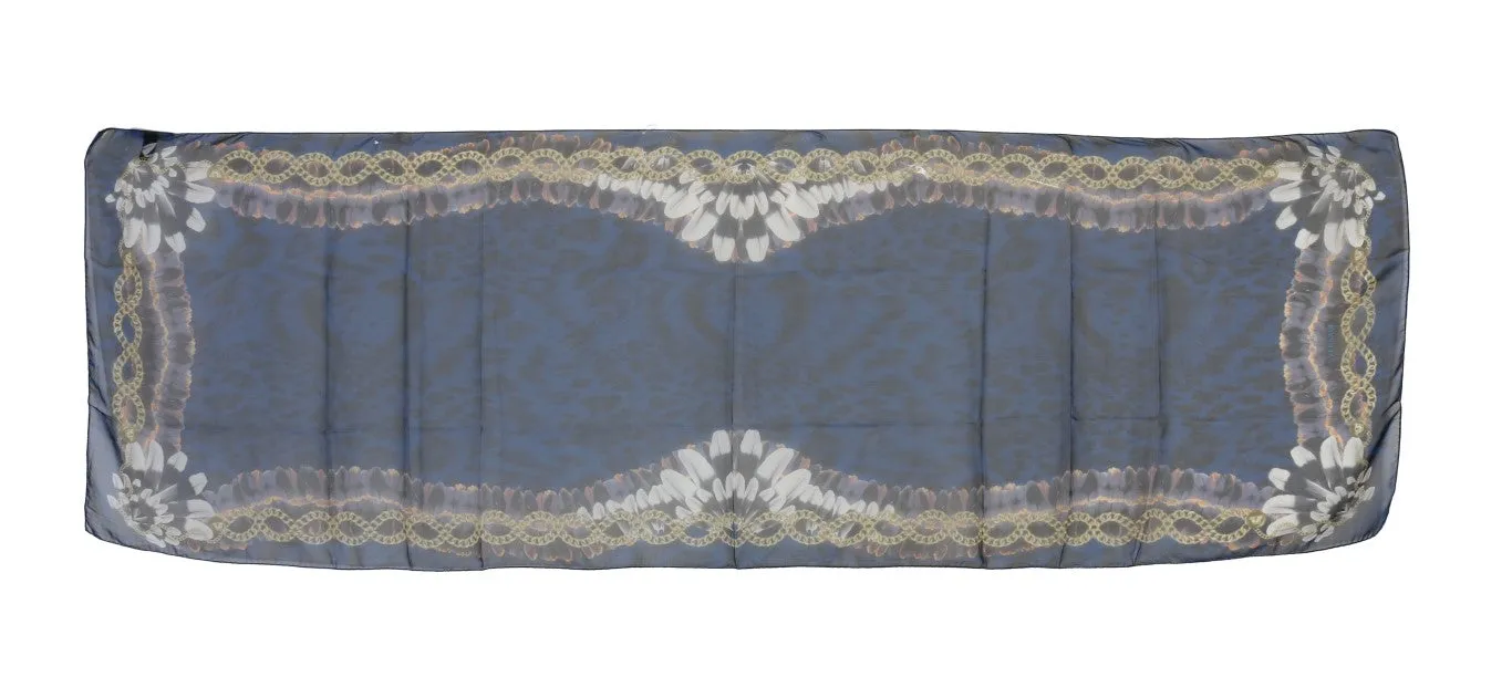 Blue Leopard Baroque Print Scarf