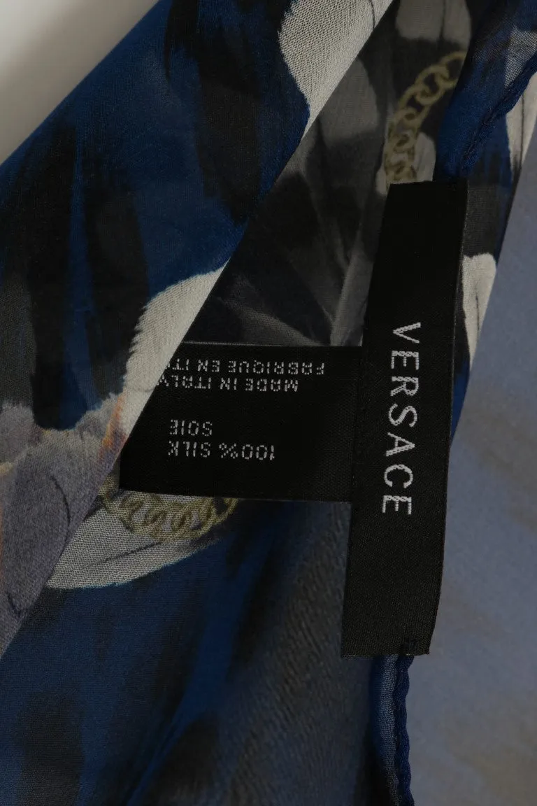 Blue Leopard Baroque Print Scarf