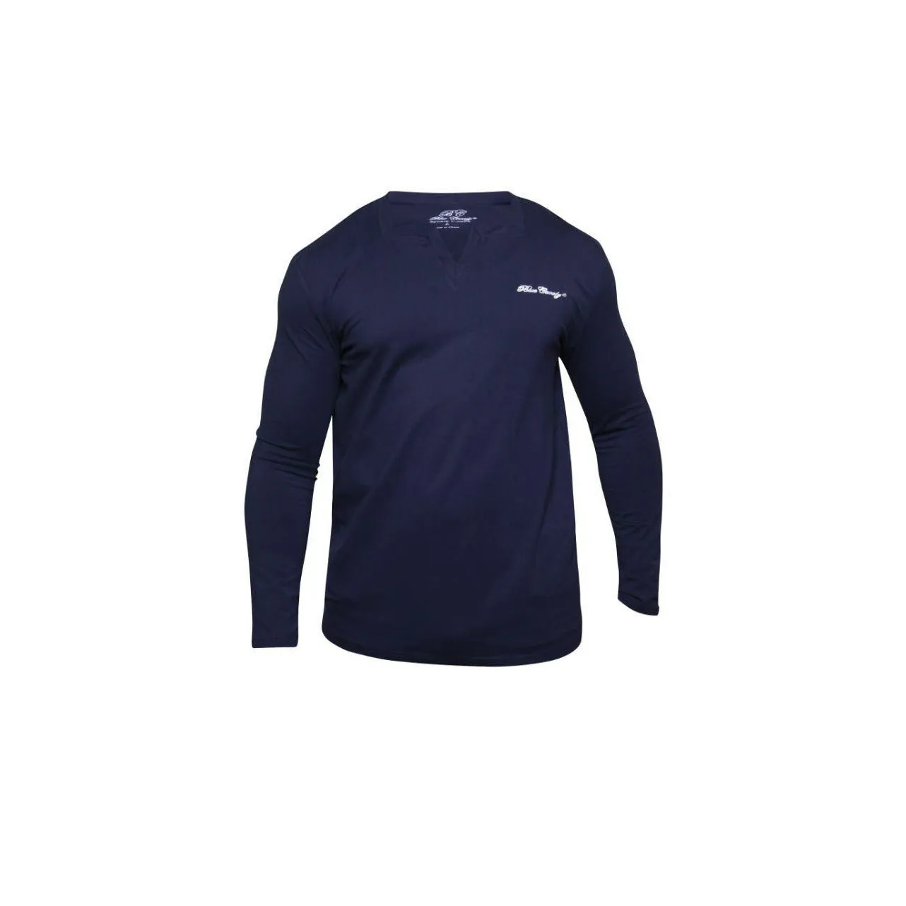 Blue Long Sleeves Square V Neck