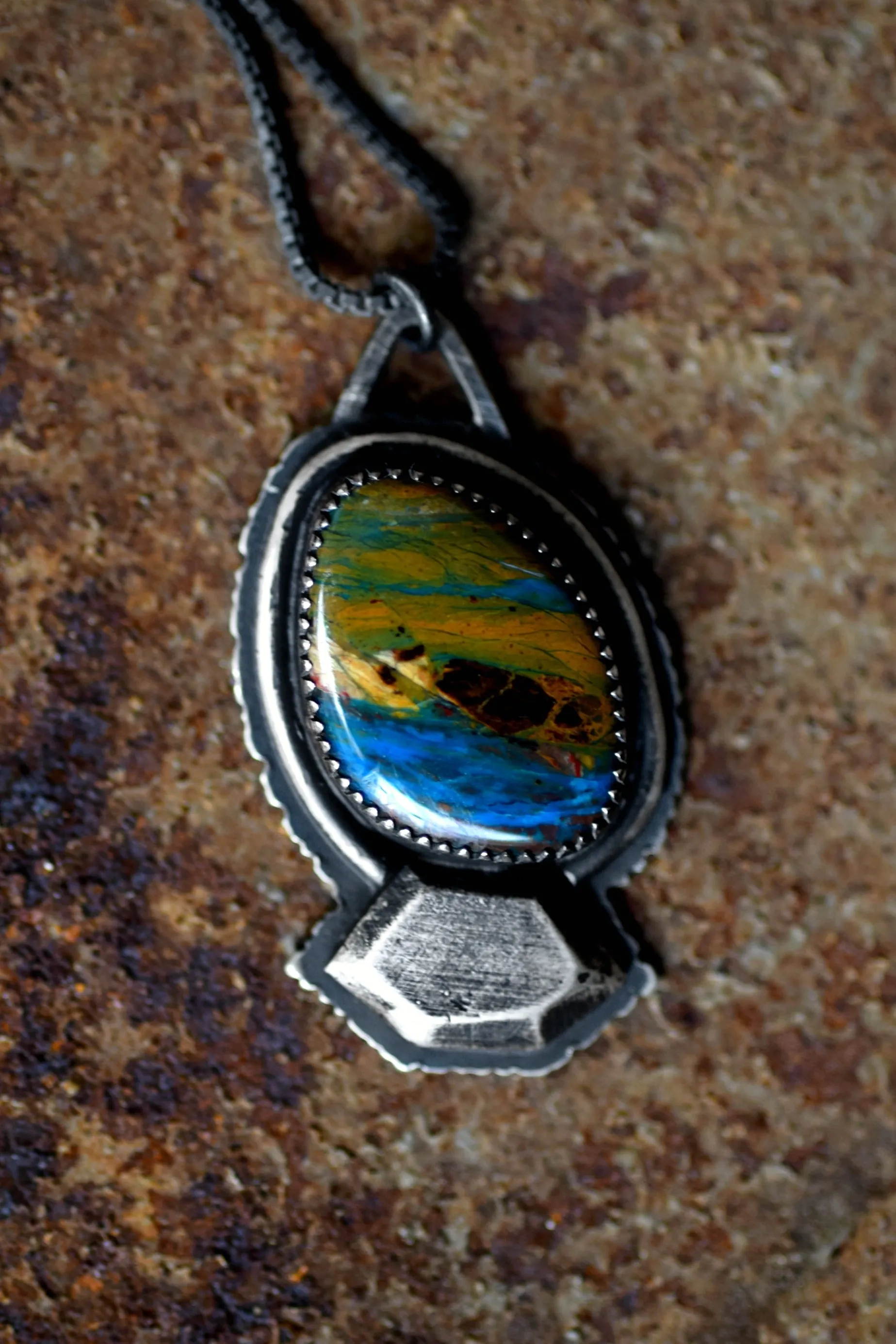 Blue Peruvian Opal Rough Gem Necklaces