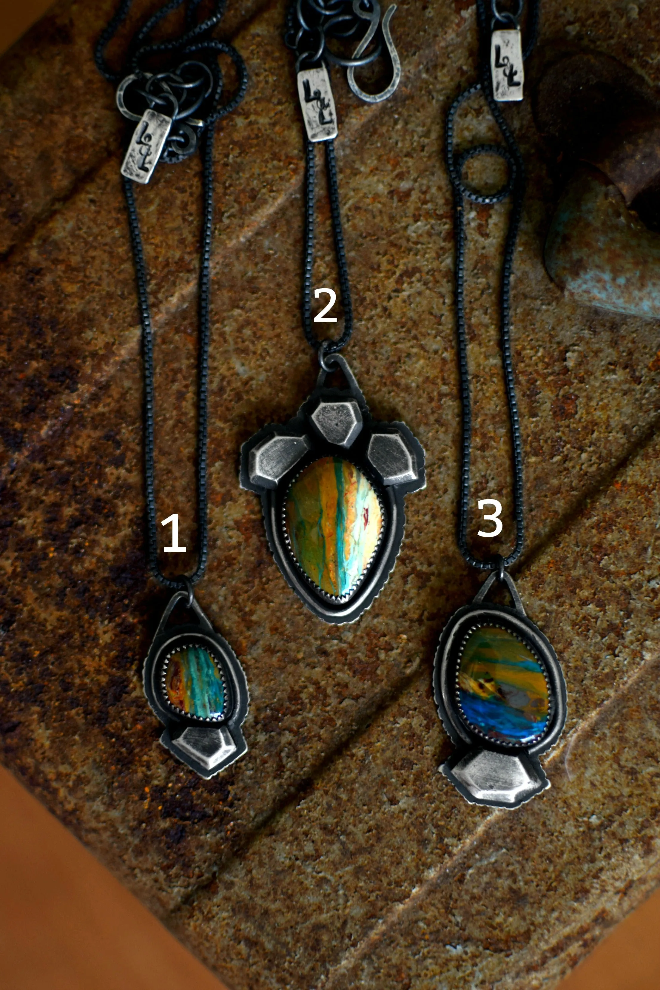 Blue Peruvian Opal Rough Gem Necklaces