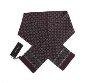 Bordeaux Silk Gray Print Scarf