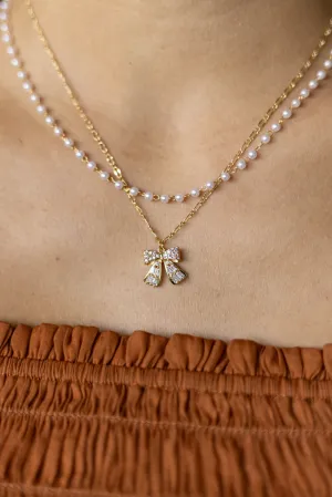 Bow Necklace in Gold | N7992G