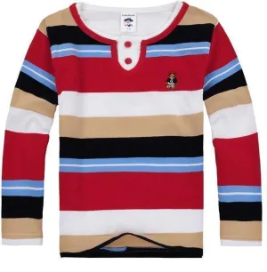Boys Black Striped Cotton T-Shirts