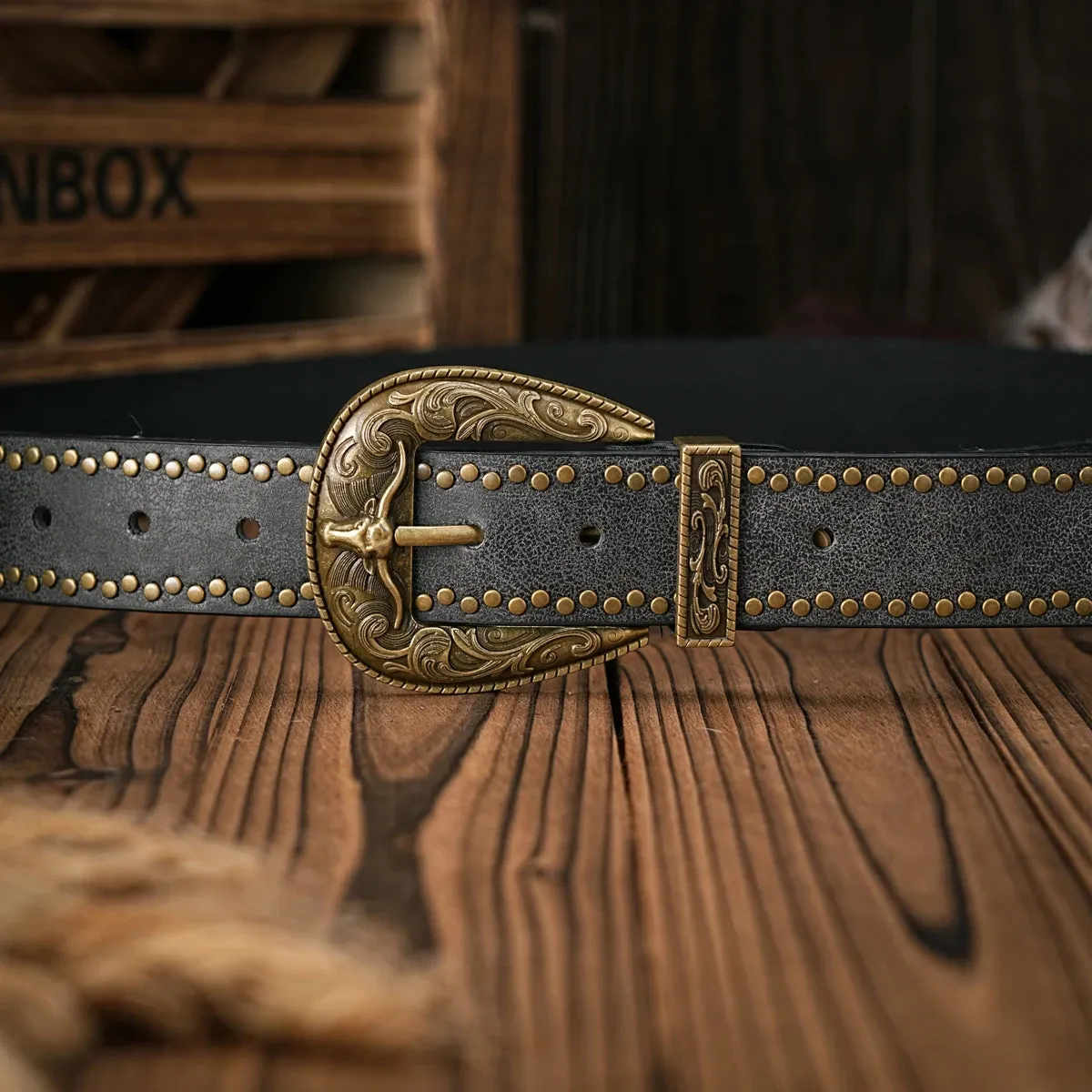 Braided Rivets Cowboy Belt - High Quality Leather
