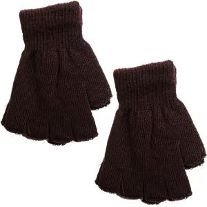 Brown Fingerless Unisex Winter Mitten Gloves
