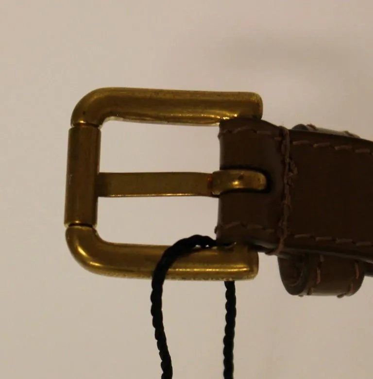 Brown Leather Logo Belt