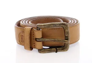 Brown Leather Logo Belt