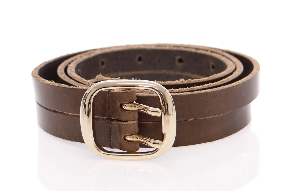 Brown Leather Logo Belt