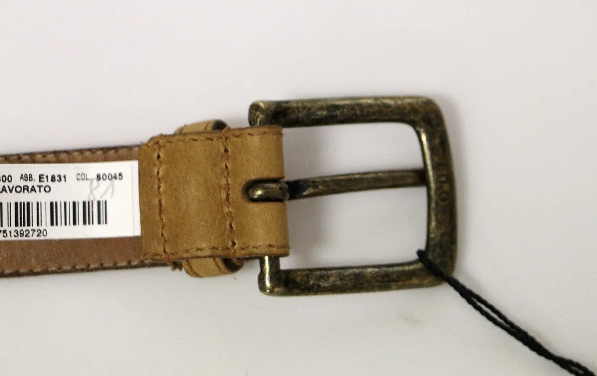 Brown Leather Logo Belt