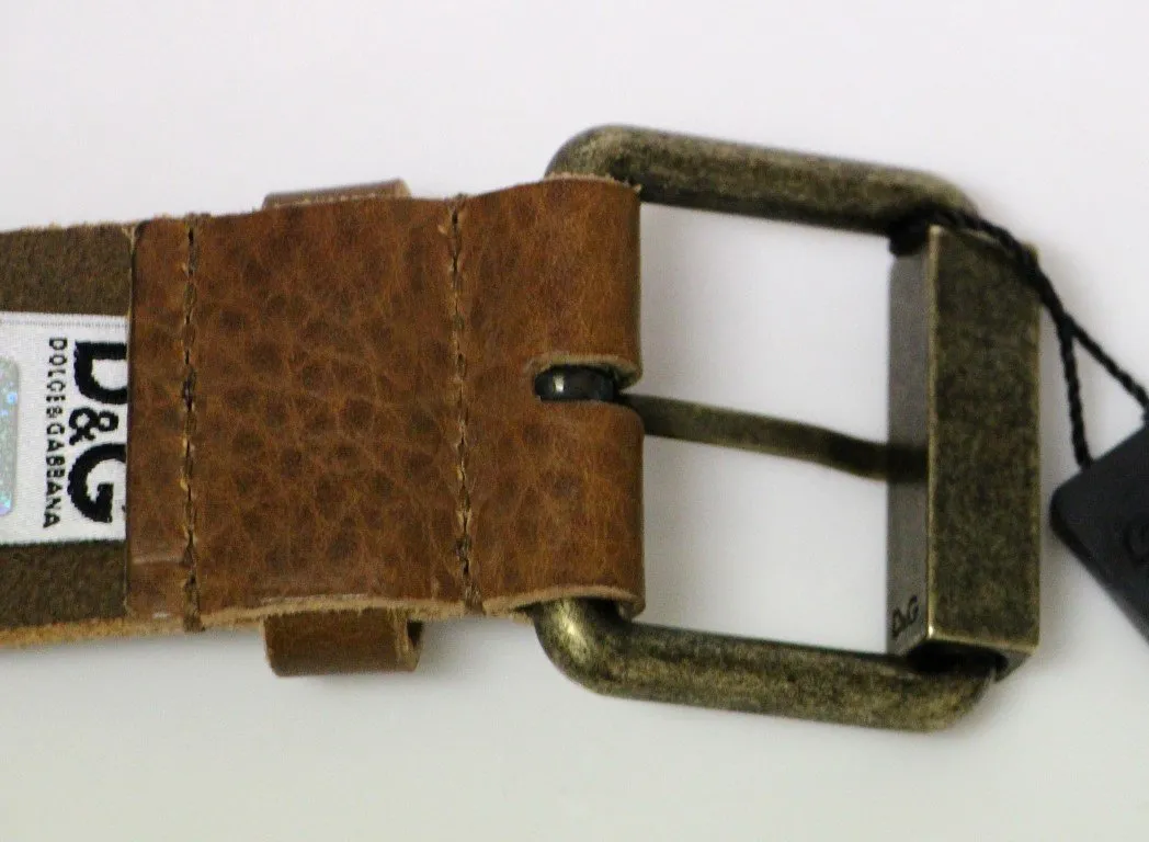Brown Leather Logo Belt