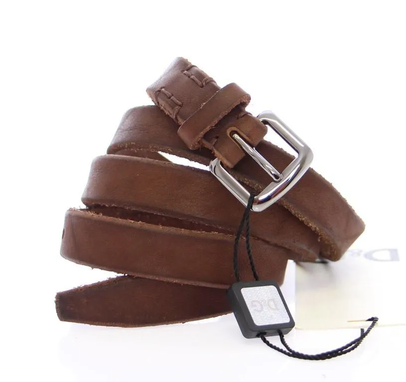 Brown Leather Logo Belt