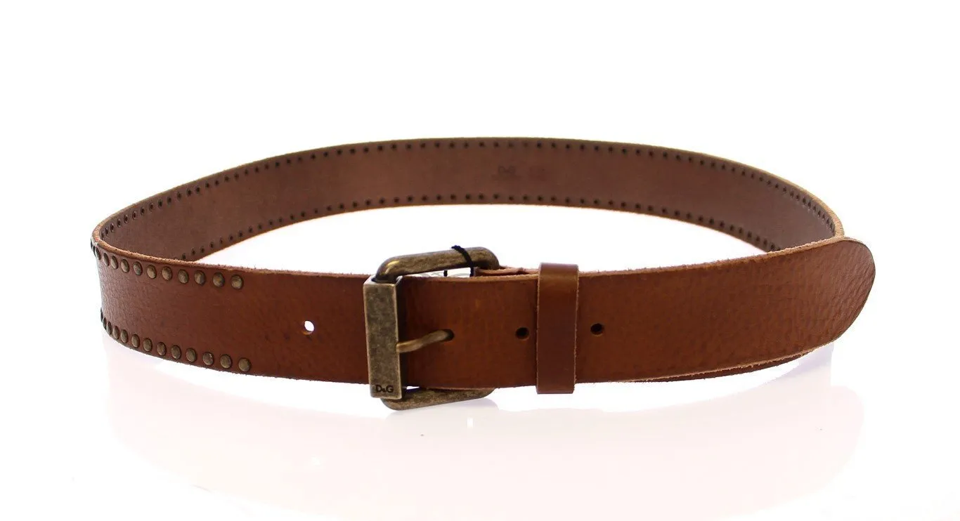 Brown Leather Logo Belt