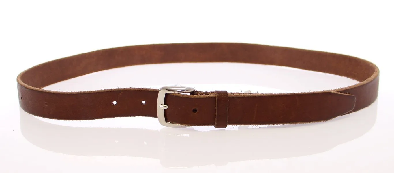 Brown Leather Logo Belt
