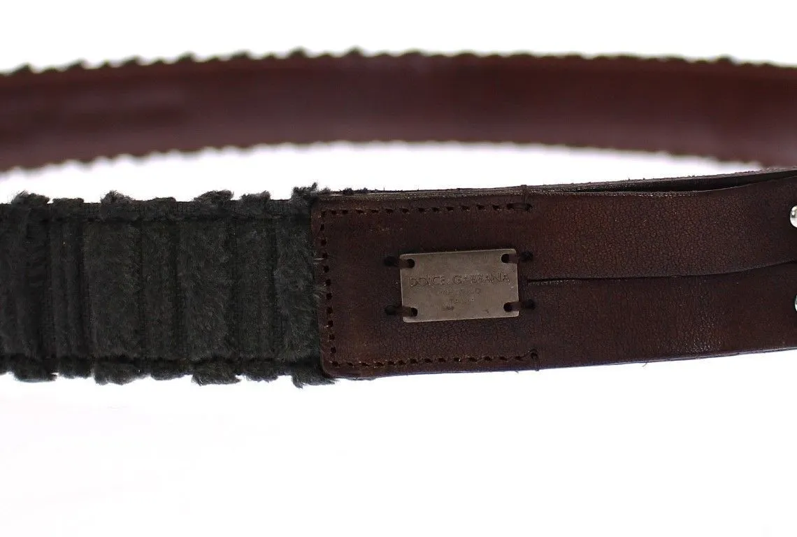 Brown Leather Logo Belt