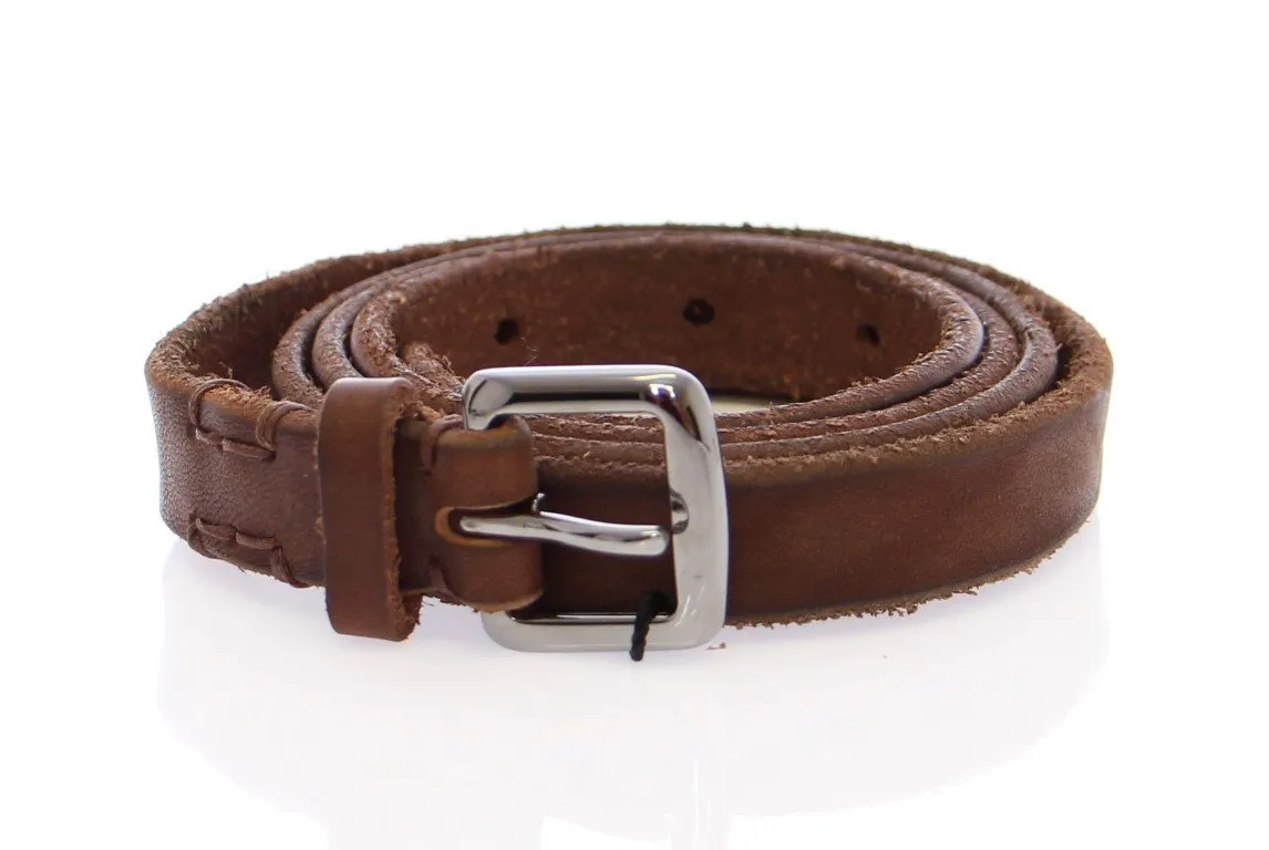 Brown Leather Logo Belt