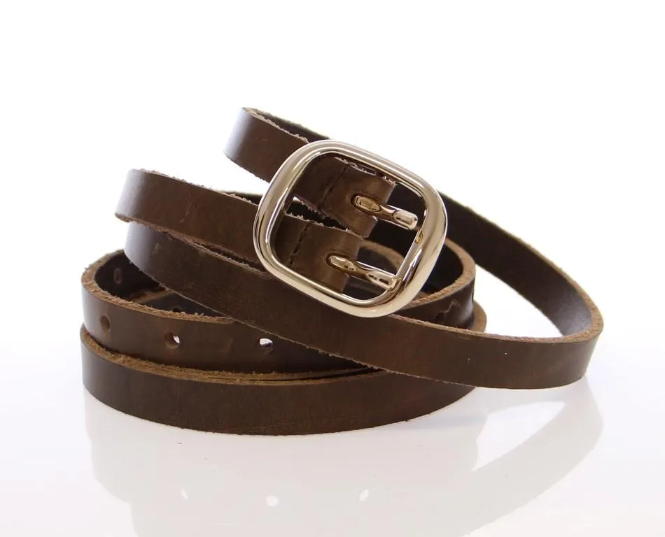 Brown Leather Logo Belt