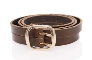 Brown Leather Logo Belt